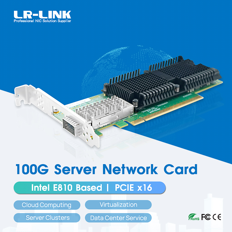 100Gbe Qsfp28 Network Card - LR-LINKイーサネットネットワークアダプター,1019pf-qsfp28,pcie x16, 100g,qsfp,Intel e810チップベース